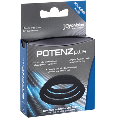 JOYDIVISION POTENZDUO - PLUS 3 BLACK RINGS SET - S, M, L - 3