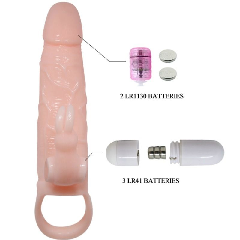 BAILE - BRAVE MAN PENIS COVER WITH RABBIT AND FLESH DOUBLE MOTOR 16.5 CM