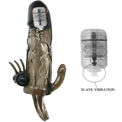 BAILE - BRAVE MAN PENIS COVER WITH CLIT AND ANAL STIMULATION DOUBLE BULLET BLACK 16.5 CM - 10