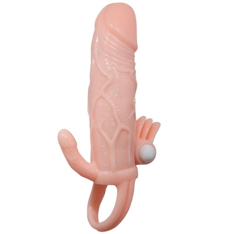 BAILE - BRAVE MAN PENIS COVER WITH CLIT AND ANAL STIMULATION FLESH 16.5 CM - 6