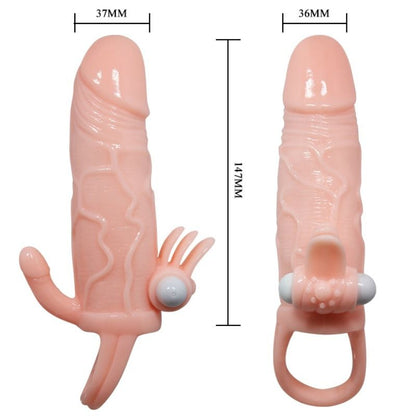 BAILE - BRAVE MAN PENIS COVER WITH CLIT AND ANAL STIMULATION FLESH 16.5 CM - 2