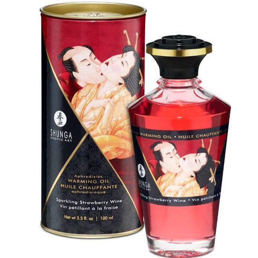 SHUNGA - STRAWBERRIES AND CAVA HEAT EFFECT MASSAGE OIL 100 ML - 1