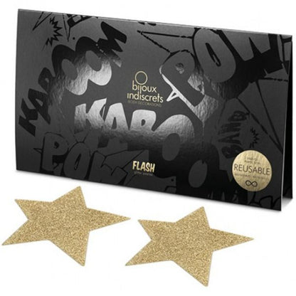 BIJOUX - INDISCRETS FLASH GOLDEN STAR NIPPLE COVERS - 4