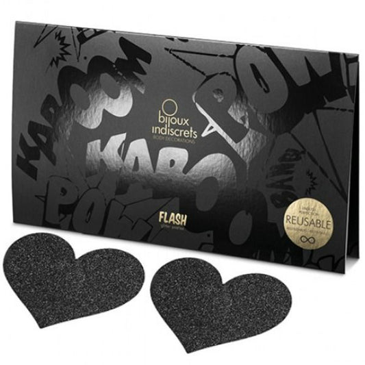 BIJOUX - INDISCRETS FLASH BLACK HEART NIPPLE CUTS - 1