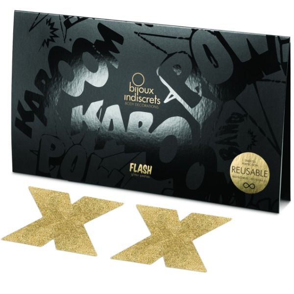 BIJOUX - INDISCRETS FLASH CROSS GOLD NIPPLE COVERS - 4