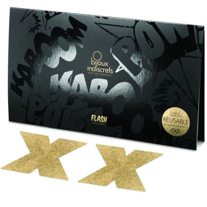 BIJOUX - INDISCRETS FLASH CROSS GOLD NIPPLE COVERS - 4