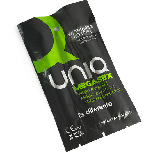 UNIQ - MEGASEX LATEX FREE SENSITIVE CONDOMS 3 UNITS - 1