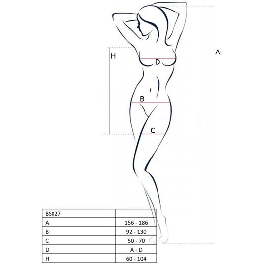 PASSION - WOMAN BS027 BLACK DRESS STYLE BODYSTOCKING ONE SIZE - 1
