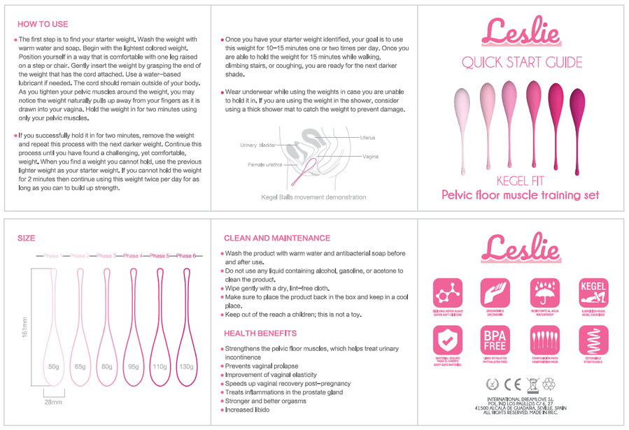 LESLIE - KEGEL FIT PELVIC MUSCLE TRAINING SET 6 WEIGHTS - 14