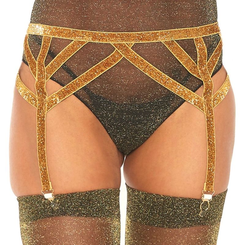 LEG AVENUE - LUREX ELASTIC GARTER BELT ONE SIZE - 2