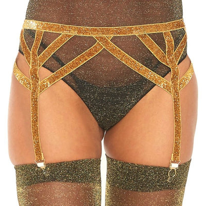 LEG AVENUE - LUREX ELASTIC GARTER BELT ONE SIZE - 2