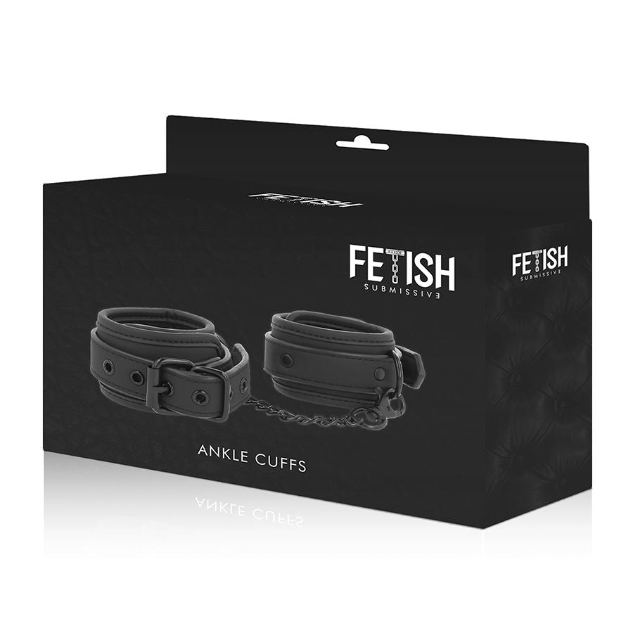 FETISH SUBMISSIVE - VEGAN LEATHER ANKLE CUFFS WITH NOPRENE LINING - 9