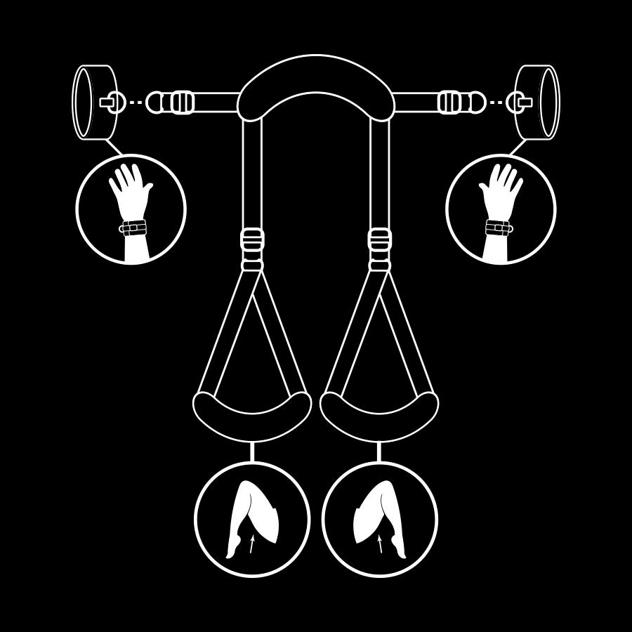 FETISH SUBMISSIVE - OPEN LEGS POSITION WITH NOPRENE LINING HANDCUFFS - 2