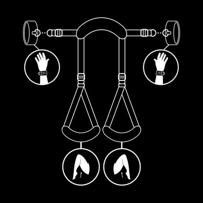 FETISH SUBMISSIVE - OPEN LEGS POSITION WITH NOPRENE LINING HANDCUFFS - 2