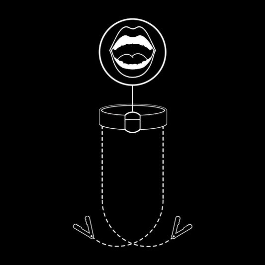 FETISH SUBMISSIVE - ANELLO GAG CON MORSETTI PER CAPEZZOLI