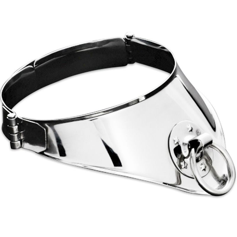 METAL HARD - RESTRAINT COLLAR WITH RING AND PADLOCK 12.5 CM - 1