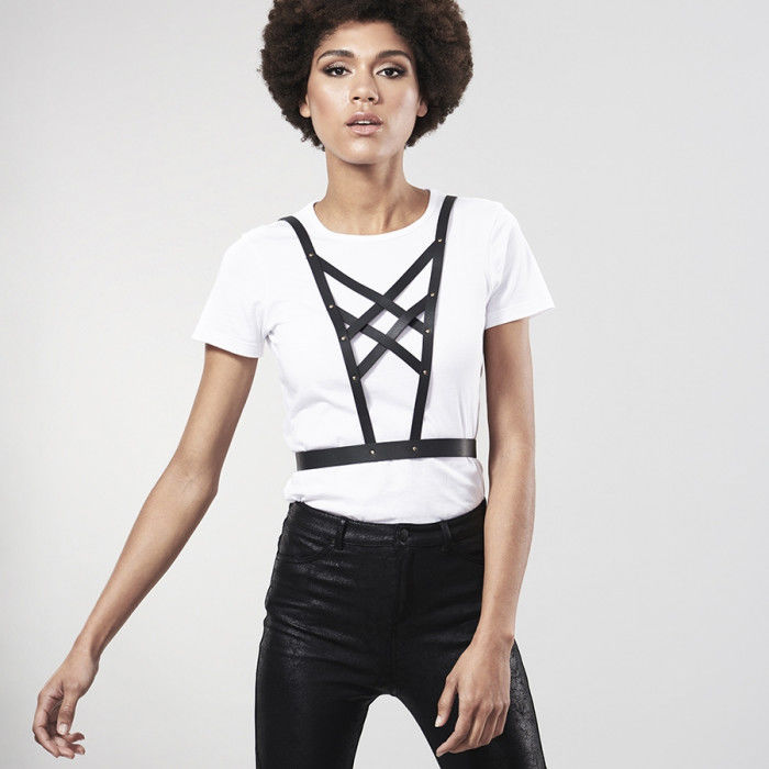 BIJOUX - INDISCRETS MAZE CROSSED HARNESS WITH NECKLINE BLACK - 2