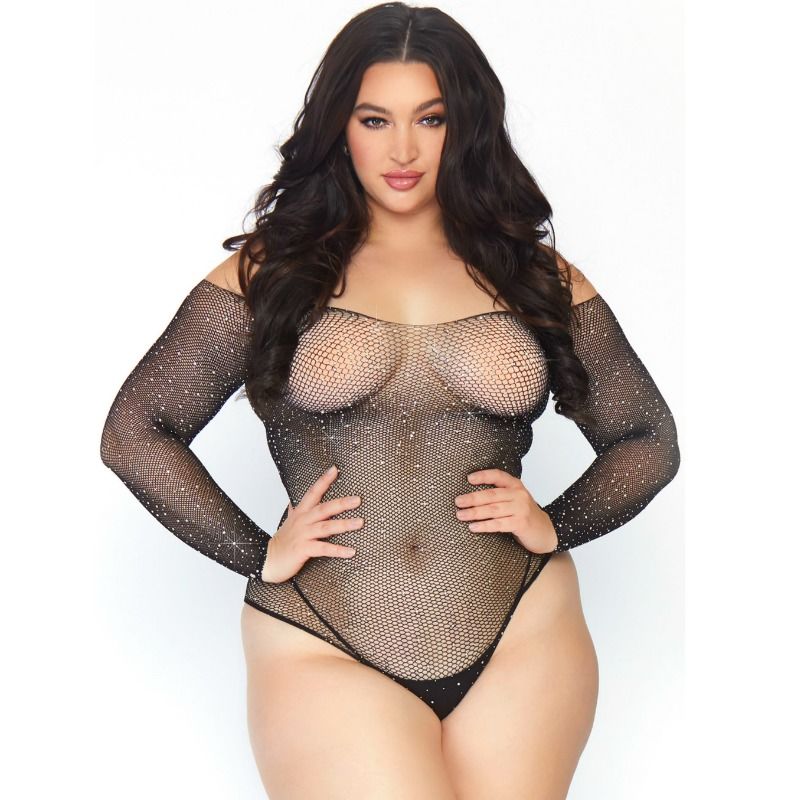 LEG AVENUE - CRYSTALIZED FISHNET BODYSTOCKING 1X-2X - 1