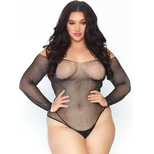LEG AVENUE - CRYSTALIZED FISHNET BODYSTOCKING 1X-2X - 1