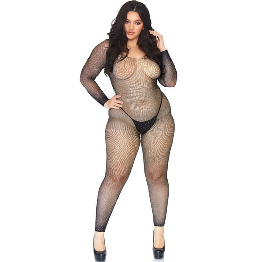 LEG AVENUE - CRYSTALIZED NET BODY STOCKING 1X-2X - 1