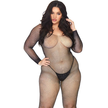 LEG AVENUE - CRYSTALIZED NET BODY STOCKING 1X-2X - 3