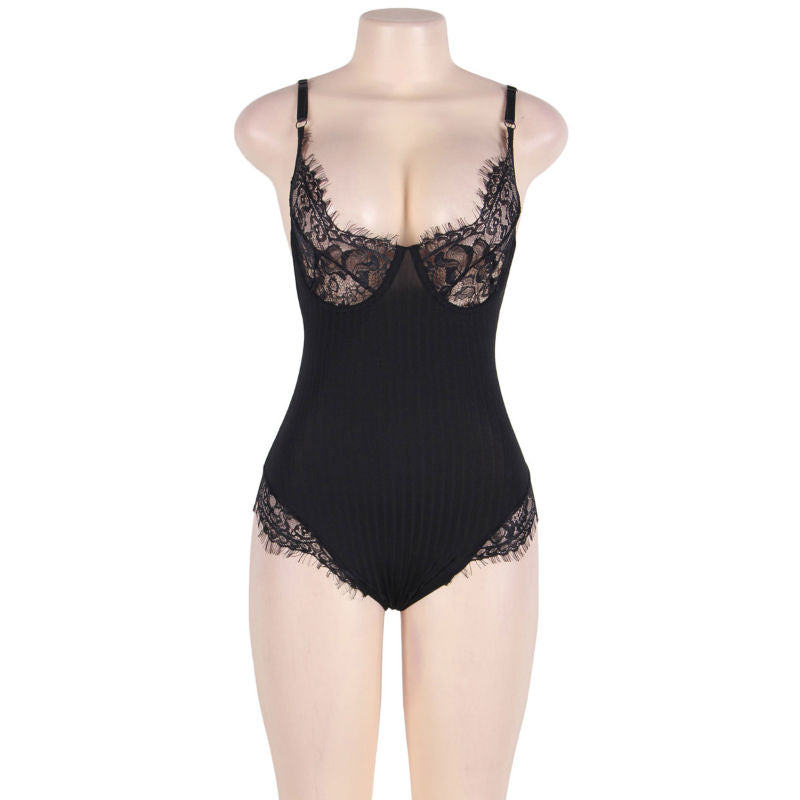 SUBBLIME - QUEEN PLUS TEDDY WITH CLEARS AND FRINGES BLACK - 3