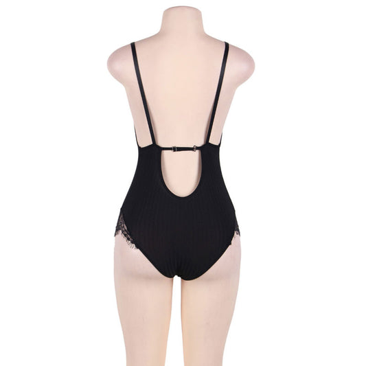 SUBBLIME - QUEEN PLUS TEDDY WITH CLEARS AND FRINGES BLACK - 1