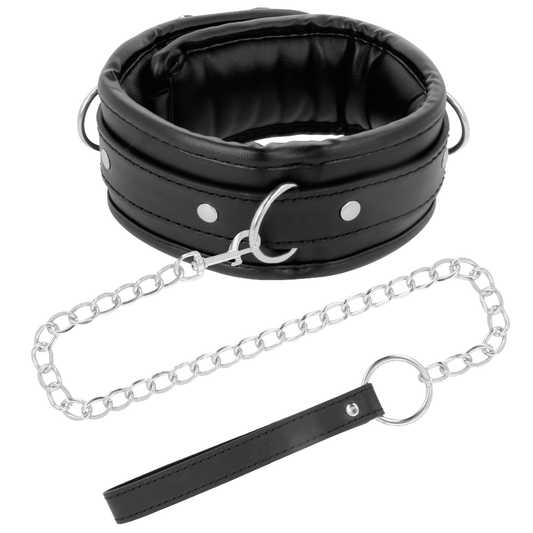 DARKNESS - SOFT LEATHER NECKLACE WITH CHAIN - 1