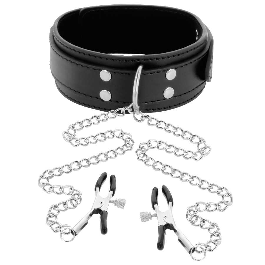 DARKNESS - COLLAR WITH NIPPLE CLAMPS BLACK - 4