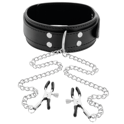 DARKNESS - COLLAR WITH NIPPLE CLAMPS BLACK - 4