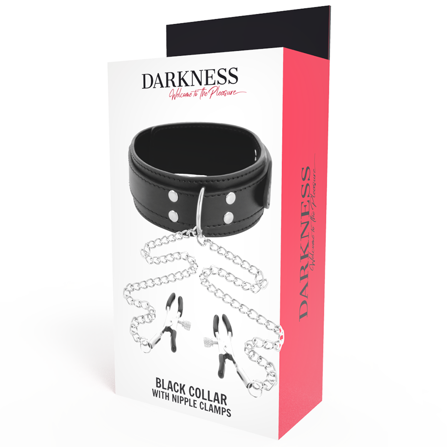 DARKNESS - COLLAR WITH NIPPLE CLAMPS BLACK - 2