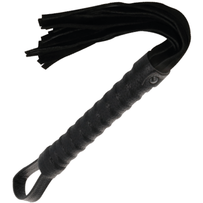 DARKNESS - BLACK BONDAGE WHIP WITH LEATHER HANDLE - 1