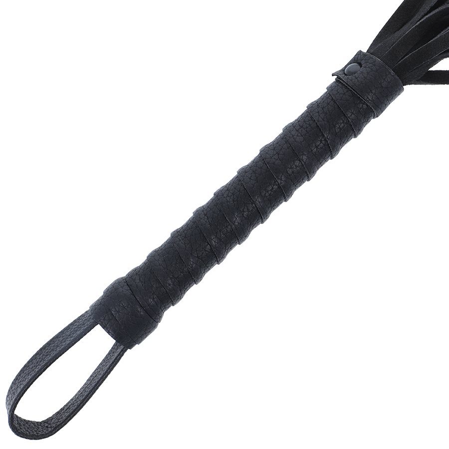 DARKNESS - BLACK BONDAGE WHIP WITH LEATHER HANDLE - 2