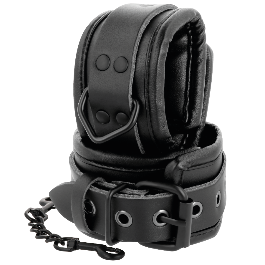 DARKNESS - ADJUSTABLE ANKLE HANDCUFFS BLACK LEATHER - 2