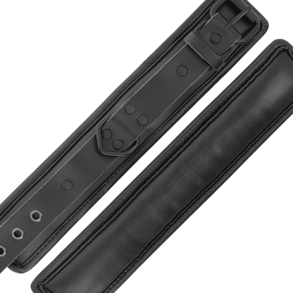 DARKNESS - BLACK LEATHER ADJUSTABLE ANKLE CUFFS