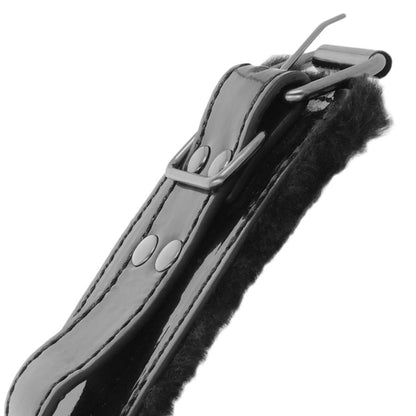 DARKNESS - BLACK ADJUSTABLE LEATHER HANDCUFFS WITH PADLOCK - 4