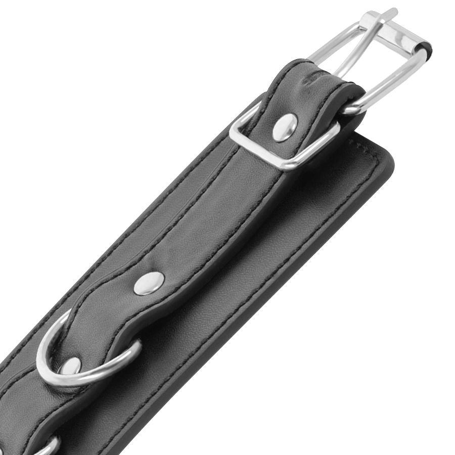 DARKNESS - BLACK ADJUSTABLE LEATHER ANKLE HANDCUFFS - 6