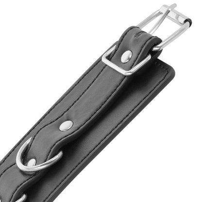 DARKNESS - BLACK ADJUSTABLE LEATHER ANKLE HANDCUFFS - 6