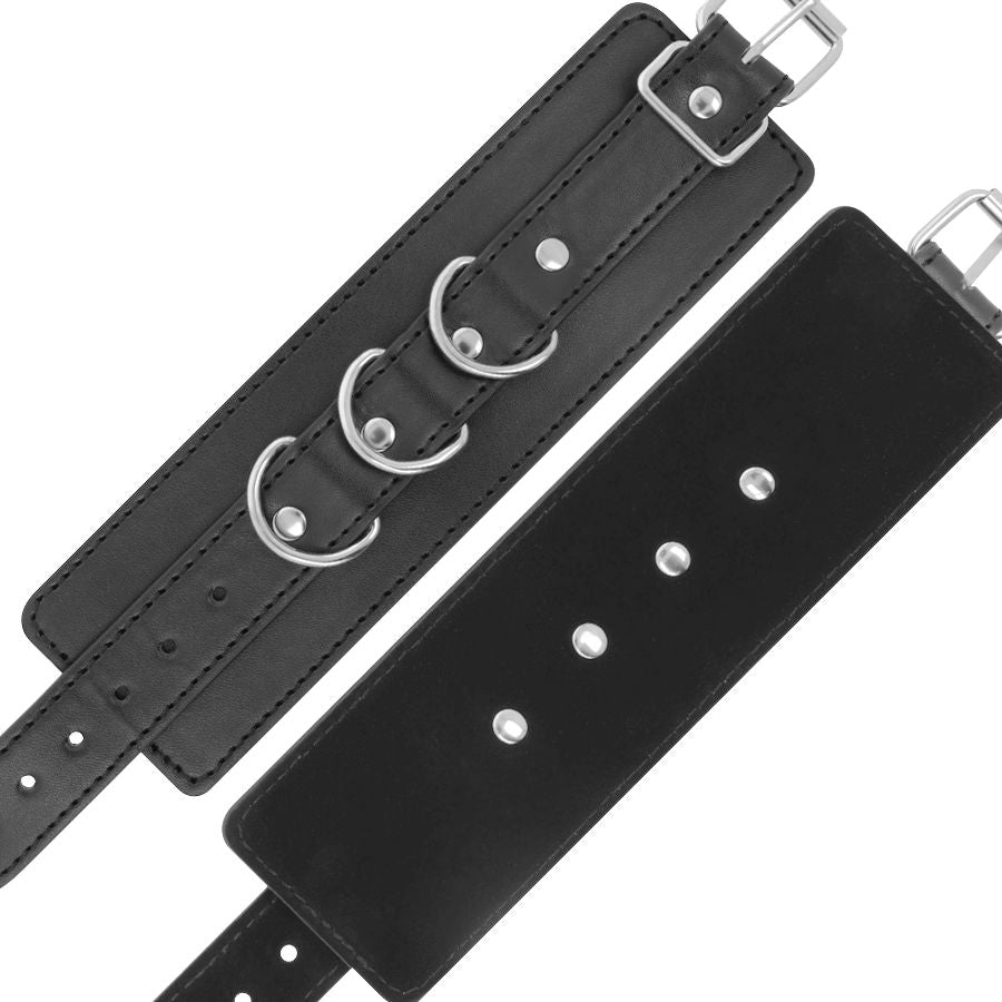 DARKNESS - BLACK ADJUSTABLE LEATHER ANKLE HANDCUFFS - 3