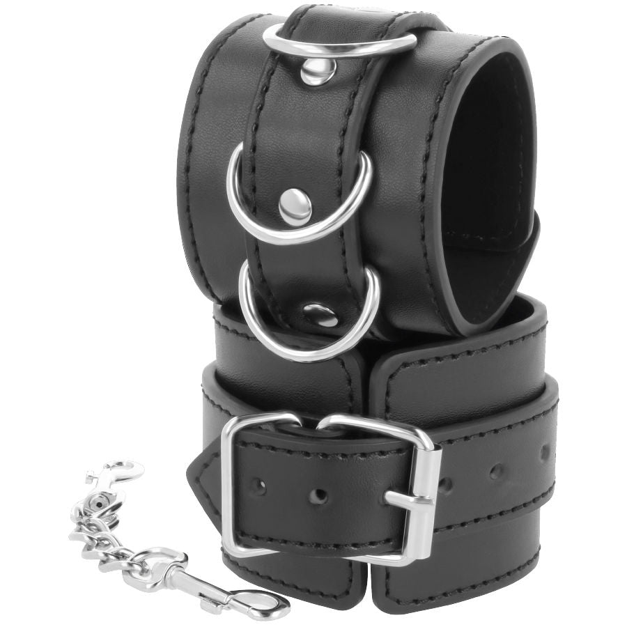 DARKNESS - BLACK ADJUSTABLE LEATHER ANKLE HANDCUFFS - 2