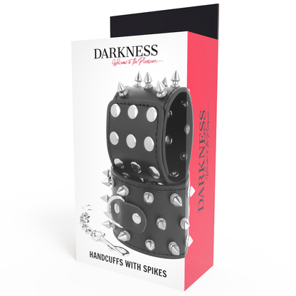 DARKNESS - SKULLS AND BONES BLACK SPIKED HANDCUFFS - 4