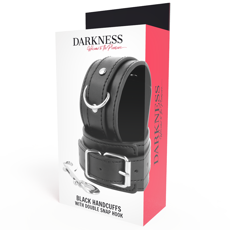 DARKNESS - BLACK ADJUSTABLE HANDCUFFS WITH DOUBLE REINFORCEMENT TAPE - 5