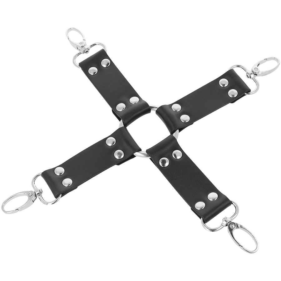 DARKNESS - LEATHER HANDCUFFS FOR FOOT AND HANDS BLACK - 2