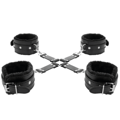DARKNESS - LEATHER HANDCUFFS FOR FOOT AND HANDS BLACK - 3