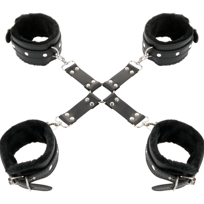 DARKNESS - LEATHER HANDCUFFS FOR FOOT AND HANDS BLACK - 9
