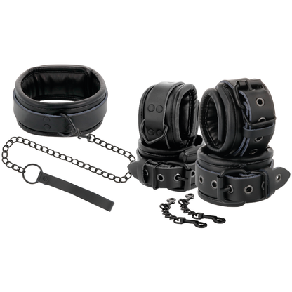 DARKNESS - BLACK LEATHER HANDCUFFS AND COLLAR - 11