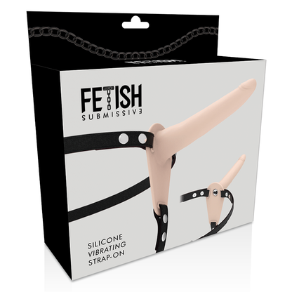 FETISH SUBMISSIVE HARNESS - FLESH SILICONE VIBRATOR 15 CM - 6