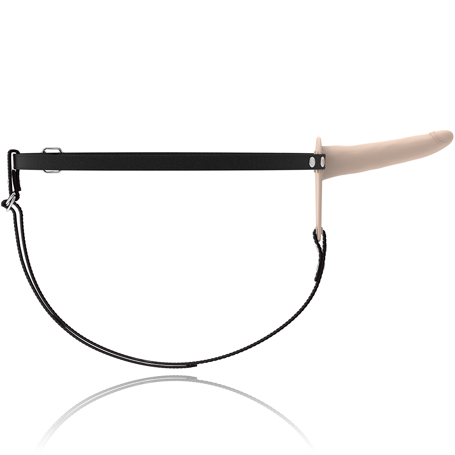 FETISH SUBMISSIVE HARNESS - 15 CM FLESH SILICONE VIBRATOR