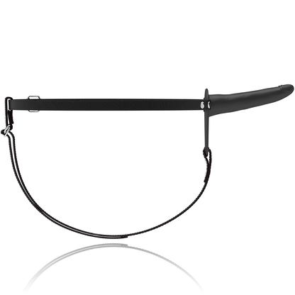 FETISH SUBMISSIVE HARNESS - 15CM BLACK SILICONE VIBRATOR