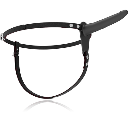 FETISH SUBMISSIVE HARNESS - 15CM BLACK SILICONE VIBRATOR